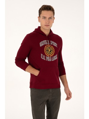 U.S. Polo Assn. Erkek Regular Fit Kapüşonlu Şardonlu Bordo Sweatshirt 50308999-VR014