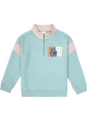 U.S. Polo Assn. Erkek Çocuk Mint Yarım Fermuarlı Sweatshirt 50316610-VR090