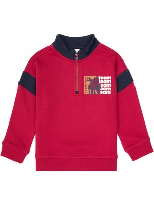 U.S. Polo Assn. Erkek Çocuk Koyu Frambuaz Yarım Fermuarlı Sweatshirt 50316610-VR104
