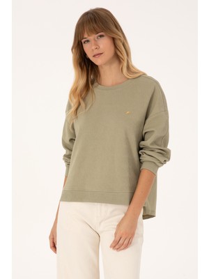 U.S. Polo Assn. Kadın Açık Haki Bisiklet Yaka Sweatshirt 50309454-VR183