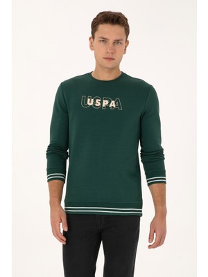 U.S. Polo Assn. Erkek Regular Fit Bisiklet Yaka Koyu Yeşil Sweatshirt 50316372-VR079