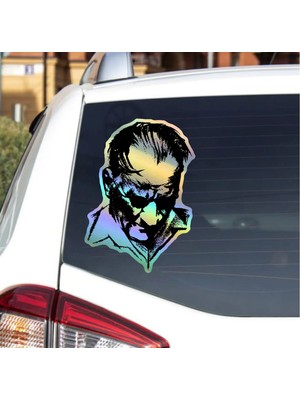 Sticker Dizayn Hologramlı Janjanlı Atatürk Silüet Sticker - Ata Gazi Mustafa Kemal Sticker - Araba Oto Motosiklet Karavan Sticker 03007