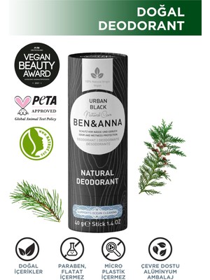Ben & Anna Urban Black Natural Deodorant Stick 40 G