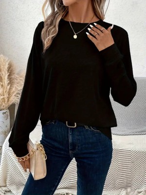 La Mode Istanbul Kadın Uzun Kollu Bisiklet Yaka Viskon Bluz