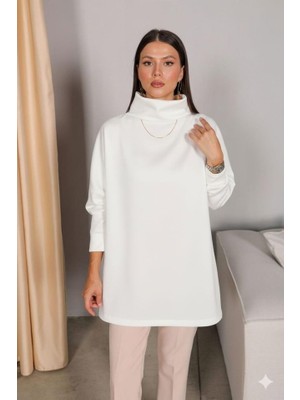 Gökyüzü Moda Kadın Uzun Kollu Balıkçı Yaka Scuba Tunik