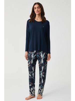 Penye Mood Yumuşak Dokulu Uzun Kol Kadın Pijama Takım 9918