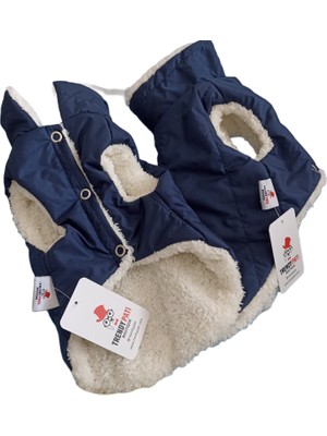 TrendyPati Peluş Astarli Köpek Montu ( Yelek ), Kapşonsuz, Lacivert