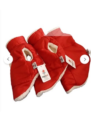 TrendyPati Peluş Astarli Köpek Montu ( Yelek ), Kapşonsuz, Kırmızı