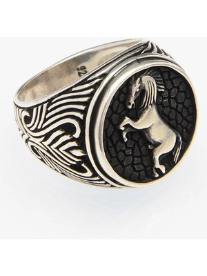 Silvalli 741 Şahlanan At Resimli Gümüş Yüzük