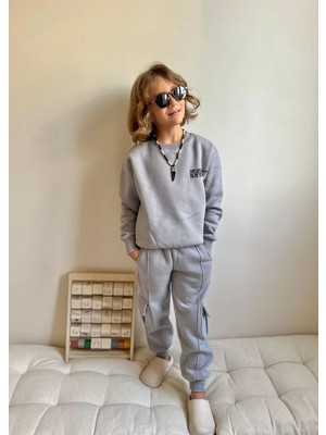 bebexy Yazılı Alt Üst Takım Gri