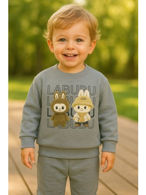 Bubiee Baby Labubu Baskılı 3 Iplik Şardonlu Erkek Çocuk Alt Üst Takımı