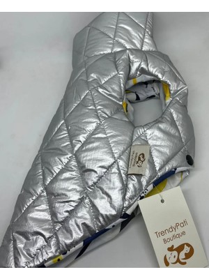 TrendyPati Köpek Montu ( Yelek ), Kapşonsuz, Gümüş Rengi