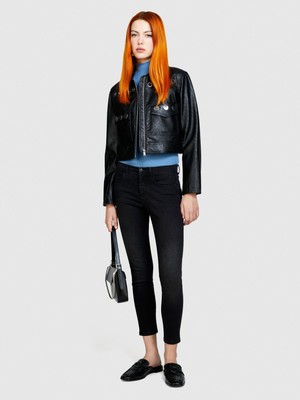 Sisley Streç Pamuklu Yüksek Bel Dar Paça Denim Pantolon Kadın Lacivert Pantolon - 324P4RR3575V7