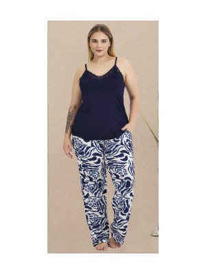 Nightlove Lady Ince Askılı Büyük Beden Bayan Pijama Takımı