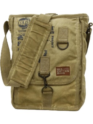 Mena Rise Old Cargo 8184 Salaş Kanvas Omuz Postacı Laptop Okul Seyahat Günlük Pamuklu Çanta (Açık Camel)