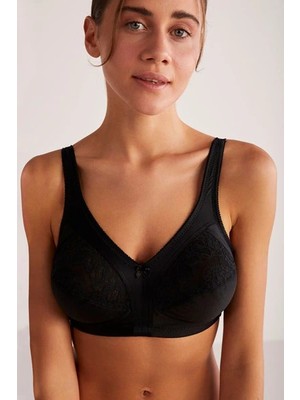 Kom Kadın Barbara Siyah Telsiz Kapsız Sütyen Poliamid Kumaş ve Dantelli Şık Tasarım