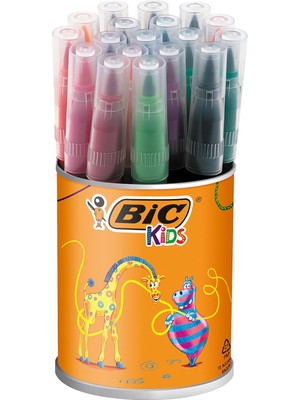 Mena Rise Kids Visa Firça Uçlu Keçeli, 18'li Kavanoz, Fırça Başlı Esnek ve Yumuşak Uç, Yıkanabilir Su Bazlı