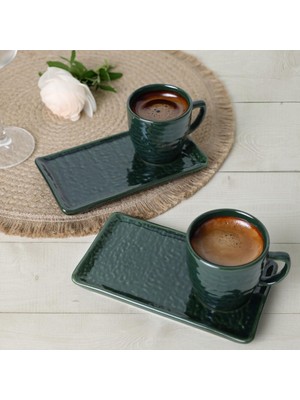 Mena Rise Zümrüt Kahve Sunum Seti 4 Parça 2 Kişilik