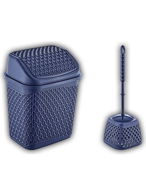 Mena Rise Katre Çöp Kovası ve Klozet Fırçası Lacivert