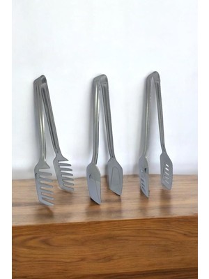 Mena Rise Lü Paslanmaz Çelik Makarna/salata ve Pasta/börek Maşası- 3 Parça Maşa Seti- 23 cm