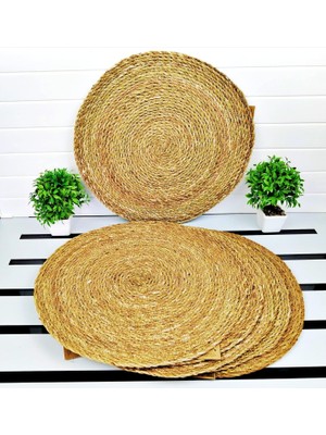 Mena Rise Adet Yuvarlak Hasır Bambu Servis Hasır Örme Supla Bambu Altlık 36 cm