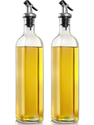 Mena Rise 2’li Cam Yağdanlık Seti – 500 ml Sızdırmaz Kapaklı Damlatmaz Yağ Şişesi, Zeytinyağı ve Sirke Için Cam Yağlık, Sıvı Yağ Saklama ve Dökme Şişesi