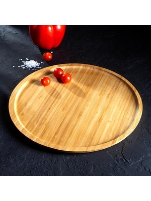 Mena Rise Bambu Lüx Yuvarlak Servis 25 * 25CM, Sunumluk & Çerezlik Sunum Tabağı