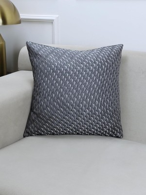 Mena Rise Hook Gri Desenli 45X45 Kare Kırlent Kılıfı
