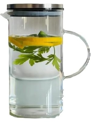 Mena Rise Borosilikat Ateşe Dayanıklı Metal Kapaklı Cam Sürahi