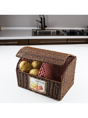 Mena Rise Wicker Serisi Hasır Örme Iki Bölmeli Patates/soğan Sepeti