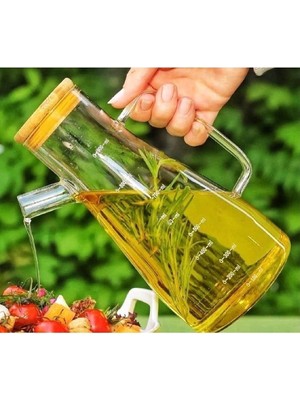 Mena Rise ml Bambu Kapaklı Cam Yağdanlık Sirkelik Süt Saklama Su Sürahisi