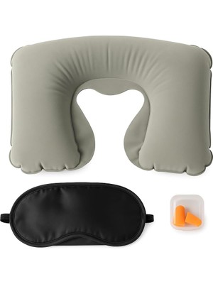 Mena Rise Store Seyahat Konfor Seti – Şişme Boyun Yastığı, Göz Bandı ve Kulak Tıkacı 3'lü Kit