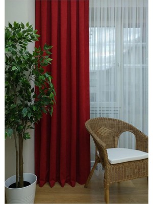 Mena Rise Depo Taç Kırmızı Düz Renk Pileli Fon 1/2 5 Normal (Orta) Pile Tek Kanat TACPTKFONPERDE002, Kırmızı, 100 x 250