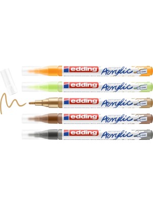 Mena Rise 5300 Akrilik Markör 5'li Set, Doğa Renkleri, 5 Akrilik Seti, Yuvarlak Uç 1-2 mm