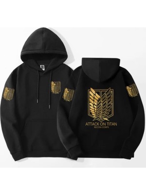 Kids Face Özel Tasarım Kapüşonlu Titan Gold Kanat Göğüs Sırt Baskılı %100 Pamuk Erkek Çocuk  Sweatshırt