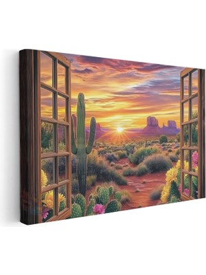 Artarilion Yatay Kanvas Tablo Dogaya Acılan Pencere2 Modern Duvar Tablosu Kanvas Salon Ofis Tablosu