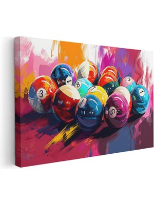 Artarilion Yatay Kanvas Tablo Renkli Bilardo Toplari Modern Duvar Tablosu Kanvas Salon Ofis Tablosu