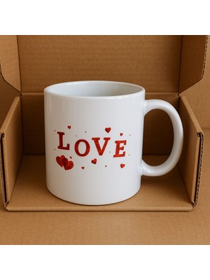 Leylooks Love Yazılı - Aşk Temalı Kupa Bardak (Kraft Kutuda Gönderilmektedir)