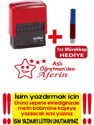 Cabuk Baskı Sırdaş Öğretmen Kaşesi, ve Kırmızı Kaşe Mürekkebi ile Beraber