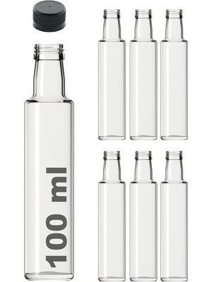 Mena Rise Dorika Şeffaf 100 ml Sızdırmaz Kapaklı Boş Cam Şişe 6 Adet