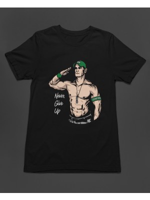 Bumeta John Cena Never Give Up Selam Amerikan Güreşi Unisex Tişört T-Shirt