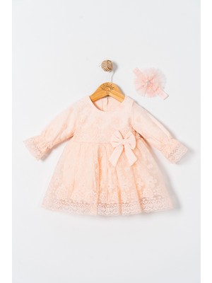 Miniday Baby Kız Bebek Mevlütlük Elbise Dantelli Bandanalı