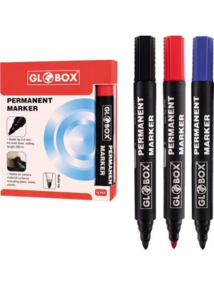 Kitabevimden Globox Markör Permanent Yuvarlak Uç Mavi 6770