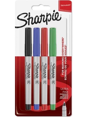 Kitabevimden Sharpie Markör Permanent Ultra Fine Süper Ince Uç 4 Lü Renk Blisterli 1985879