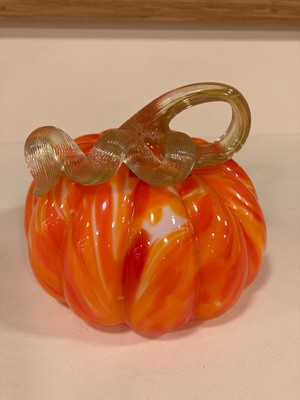 Plus Home Dekoratif Üfleme Cam Sanatı Kabak Oranje Renk 13X13 cm