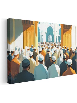 Artarilion Yatay Kanvas Tablo Camide Musluman Erkekler Modern Duvar Tablosu Kanvas Salon Ofis Tablosu
