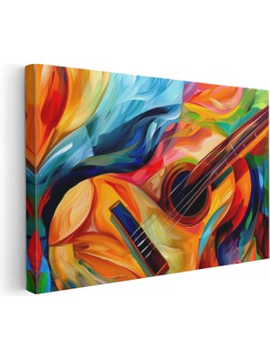Artarilion Yatay Kanvas Tablo Renkli Gitar Modern Duvar Tablosu Kanvas Salon Ofis Tablosu