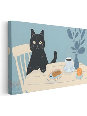 Artarilion Yatay Kanvas Tablo Masada Siyah Kedi Modern Duvar Tablosu Kanvas Salon Ofis Tablosu