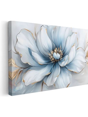Artarilion Yatay Kanvas Tablo Zarif Mavi Cicek Modern Duvar Tablosu Kanvas Salon Ofis Tablosu
