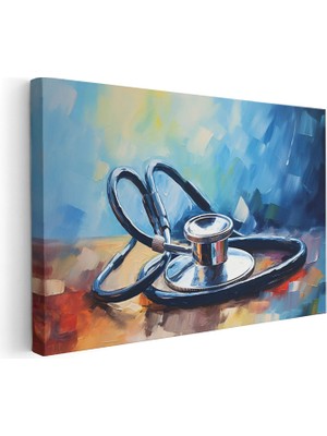Artarilion Yatay Kanvas Tablo Steteskop Klinik Tablosu Modern Duvar Tablosu Kanvas Salon Ofis Tablosu